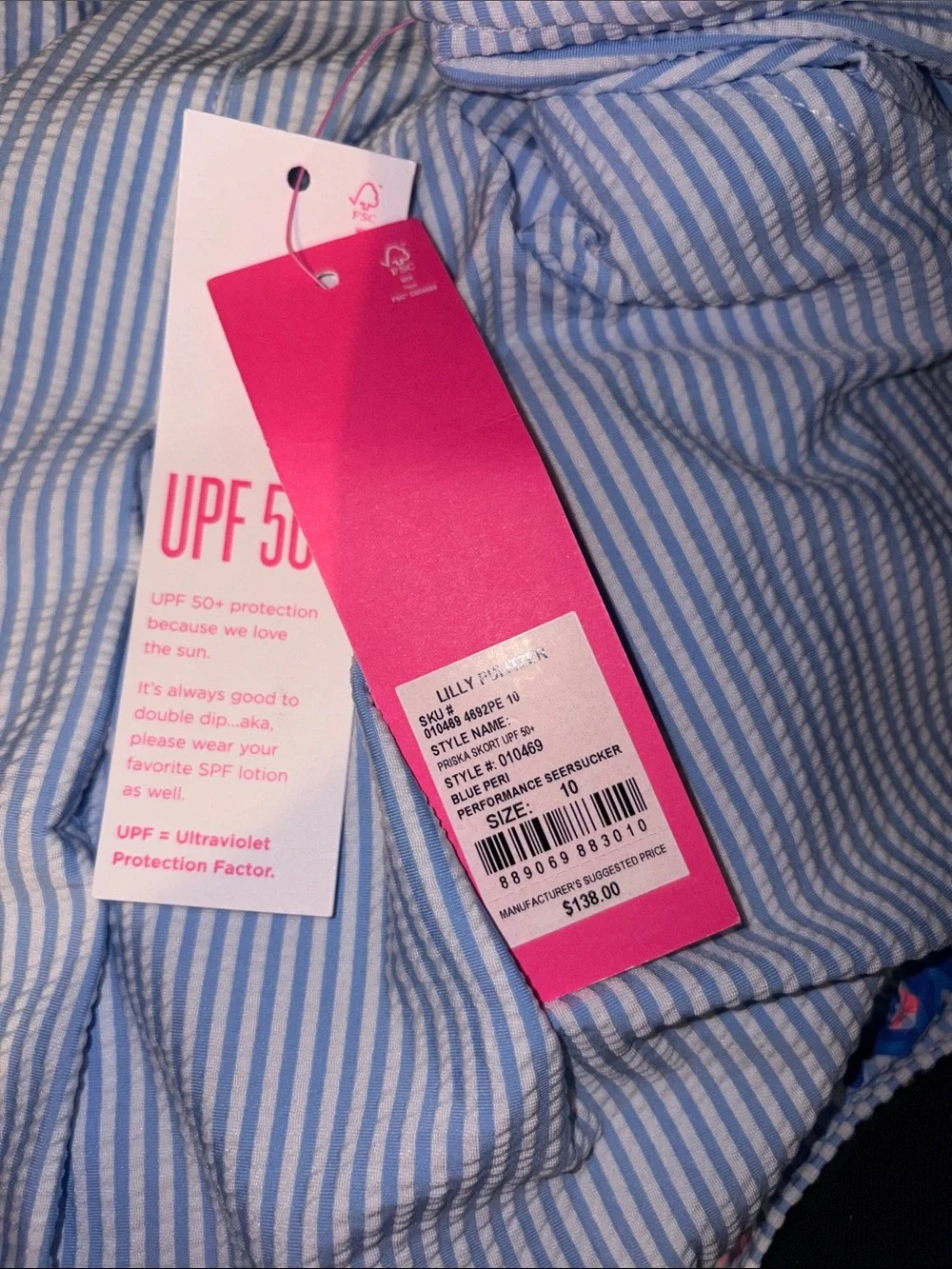 NWT Lilly Pulitzer Priska Skort Blue Peri Seersucker Size 10 - Picture 4 of 4
